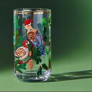 ANTHROPOLOGIE Nathalie Lete Twelve Days of Christmas Partridge Birds Glass NEW